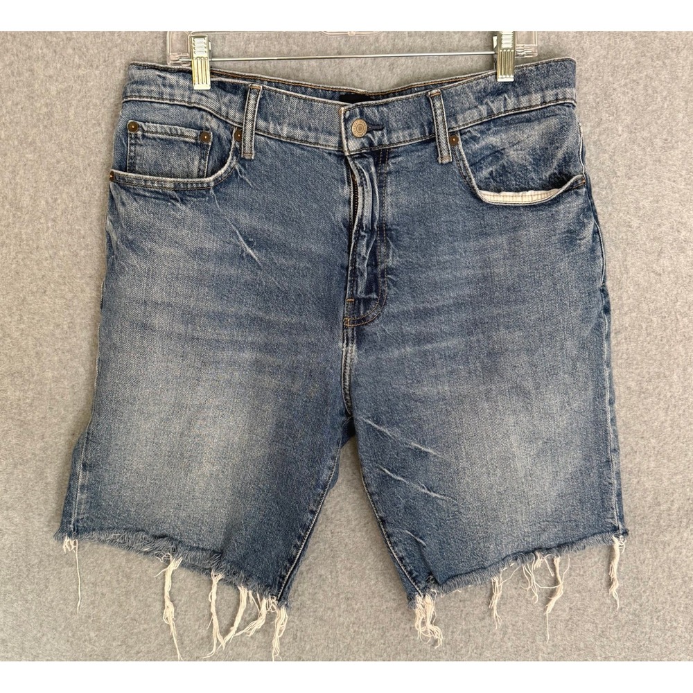 Lucky Brand Denim Shorts Mens 34 Blue Raw Hem Frayed Cut Off Medium Wash